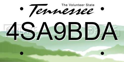 4SA9BDA Tennessee License Plate