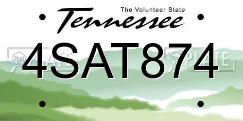 4SAT874 Tennessee License Plate