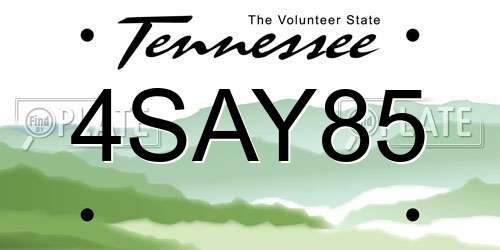 4SAY85 Tennessee License Plate