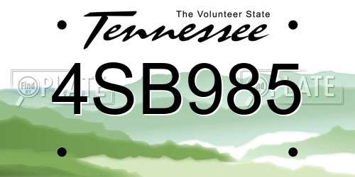 4SB985 Tennessee License Plate