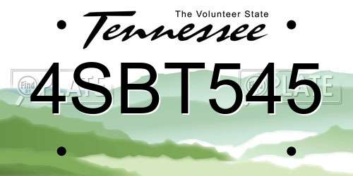 4SBT545 Tennessee License Plate