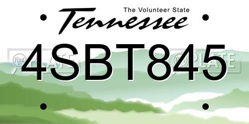 4SBT845 Tennessee License Plate
