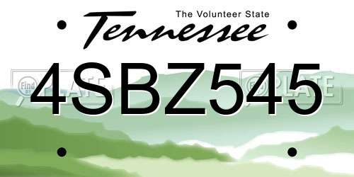 4SBZ545 Tennessee License Plate