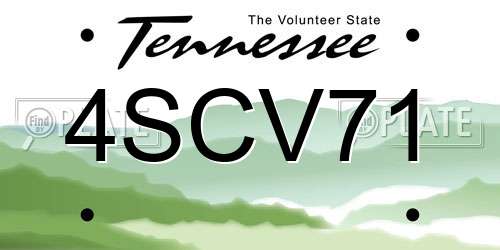 4SCV71 Tennessee License Plate