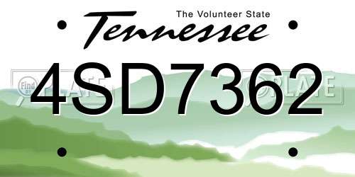 4SD7362 Tennessee License Plate