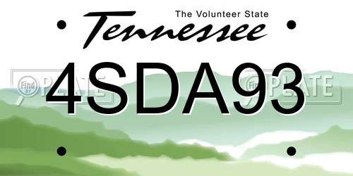 4SDA93 Tennessee License Plate