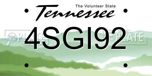 4SGI92 Tennessee License Plate