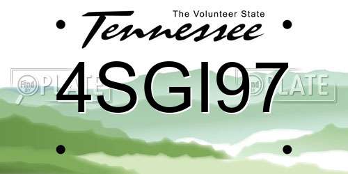 4SGI97 Tennessee License Plate
