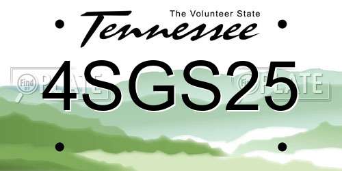 4SGS25 Tennessee License Plate