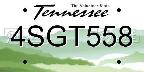 4SGT558 Tennessee License Plate