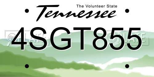 4SGT855 Tennessee License Plate