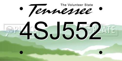 4SJ552 Tennessee License Plate