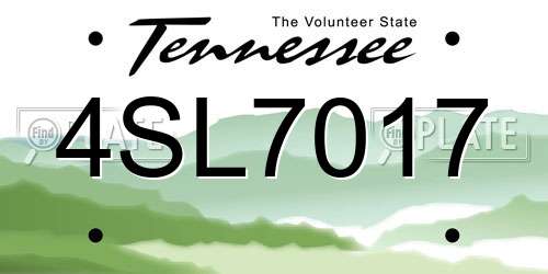 4SL7017 Tennessee License Plate
