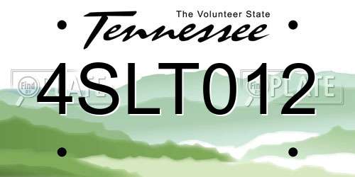 4SLT012 Tennessee License Plate