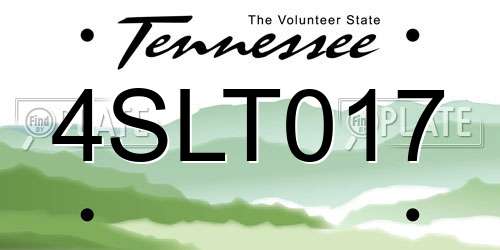 4SLT017 Tennessee License Plate