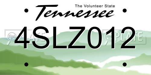 4SLZ012 Tennessee License Plate