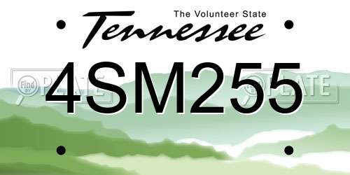 4SM255 Tennessee License Plate