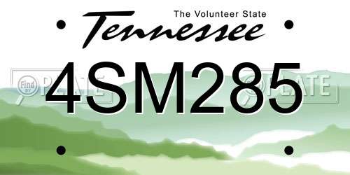 4SM285 Tennessee License Plate