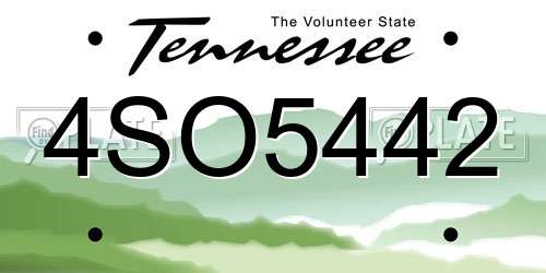 4SO5442 Tennessee License Plate