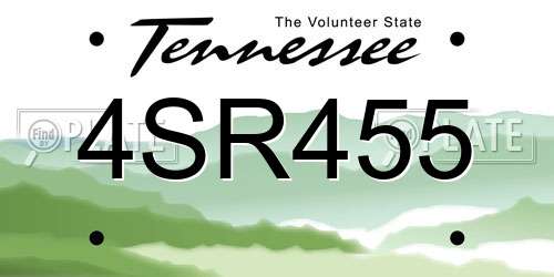 4SR455 Tennessee License Plate