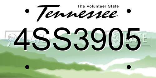 4SS3905 Tennessee License Plate