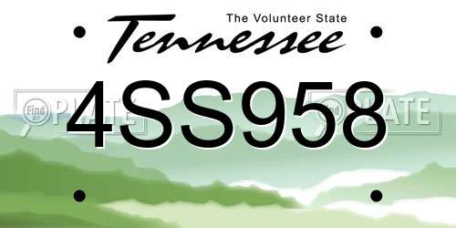 4SS958 Tennessee License Plate