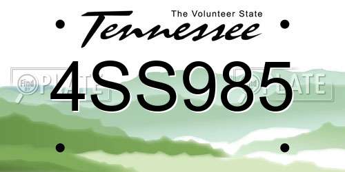 4SS985 Tennessee License Plate