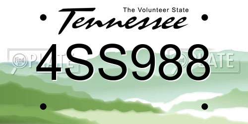 4SS988 Tennessee License Plate