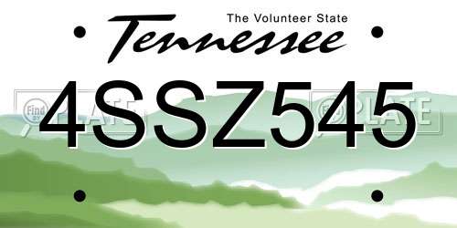 4SSZ545 Tennessee License Plate