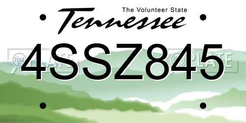 4SSZ845 Tennessee License Plate