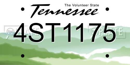 4ST1175 Tennessee License Plate