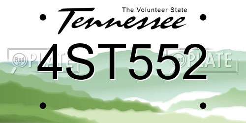 4ST552 Tennessee License Plate