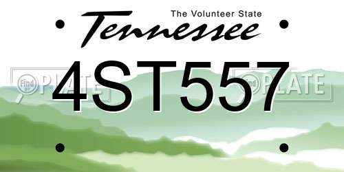 4ST557 Tennessee License Plate