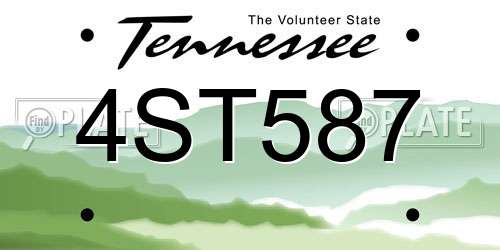 4ST587 Tennessee License Plate