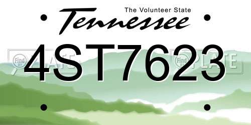 4ST7623 Tennessee License Plate