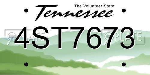 4ST7673 Tennessee License Plate