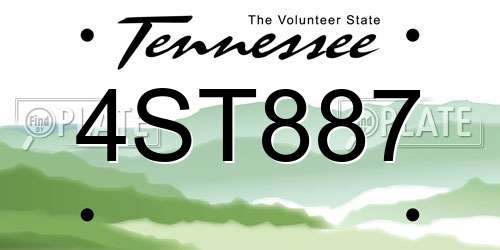4ST887 Tennessee License Plate