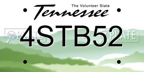 4STB52 Tennessee License Plate