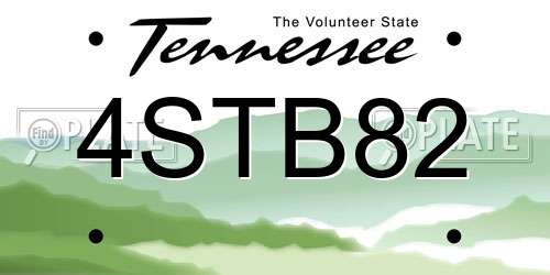 4STB82 Tennessee License Plate