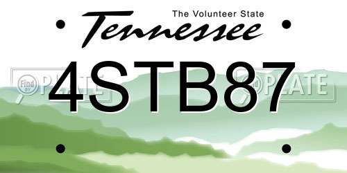 4STB87 Tennessee License Plate