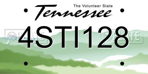 4STI128 Tennessee License Plate