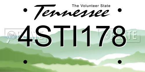 4STI178 Tennessee License Plate
