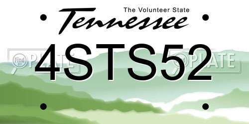 4STS52 Tennessee License Plate