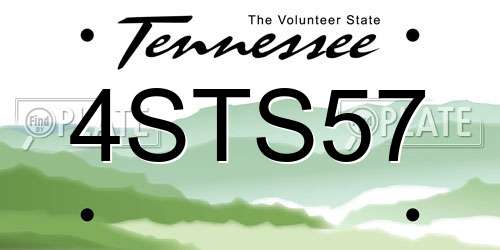 4STS57 Tennessee License Plate