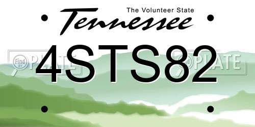 4STS82 Tennessee License Plate