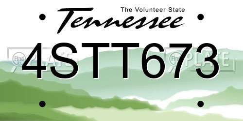 4STT673 Tennessee License Plate