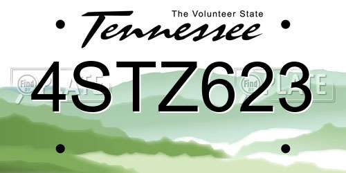 4STZ623 Tennessee License Plate