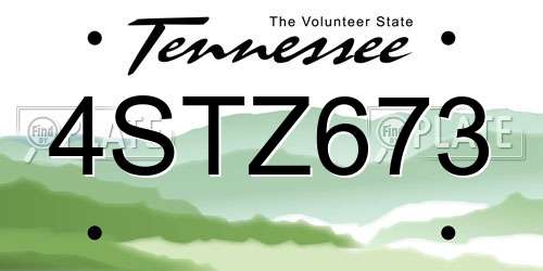 4STZ673 Tennessee License Plate