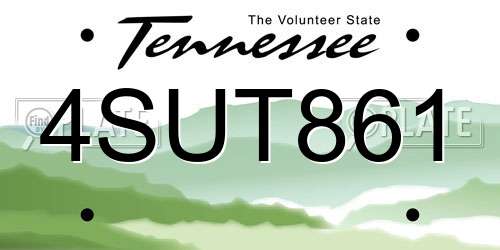 4SUT861 Tennessee License Plate