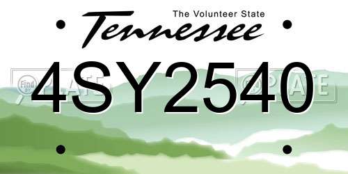 4SY2540 Tennessee License Plate